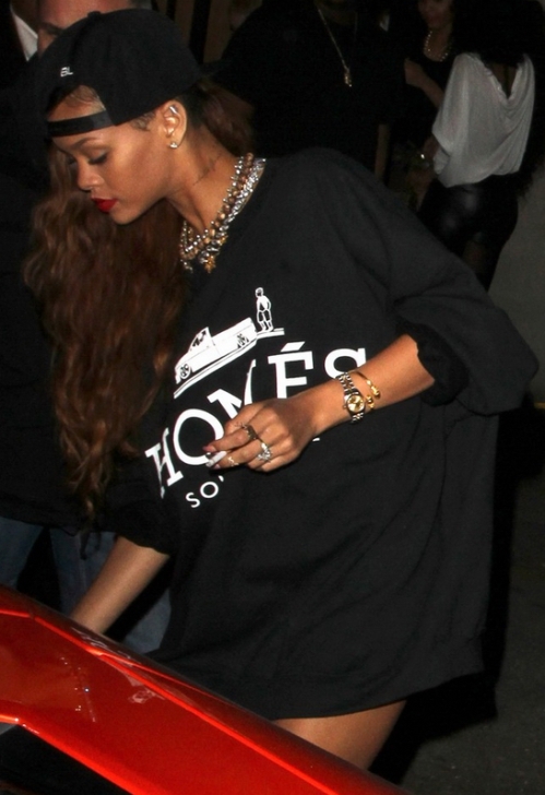 Rihanna and Chris Brown leave Supper Club together in Hollywood